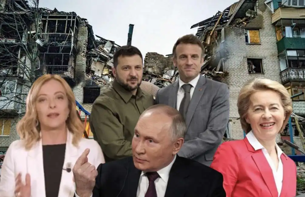 giorgia meloni ursula von der leyen emmanuel macron vladimir putin zelensky