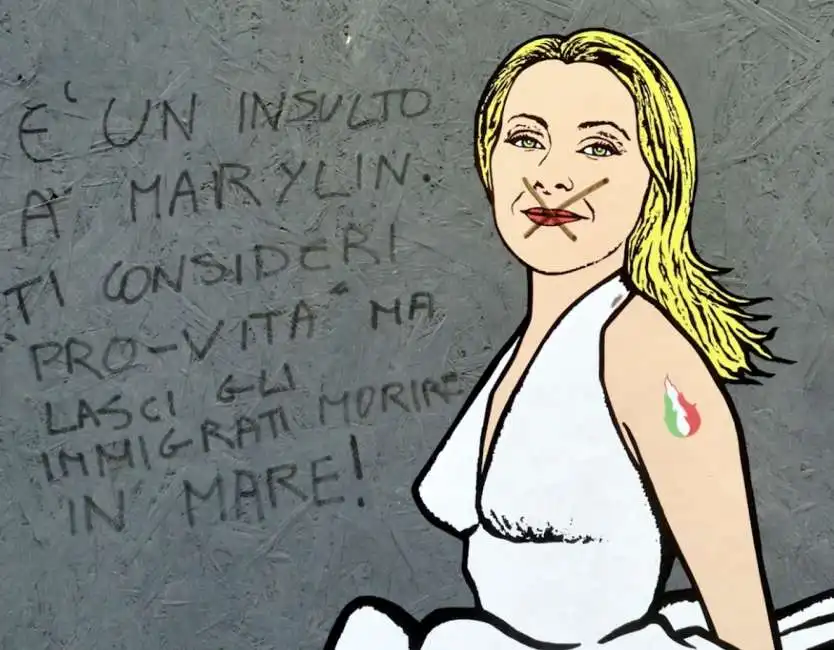 il murale di giorgia meloni vandalizzato 