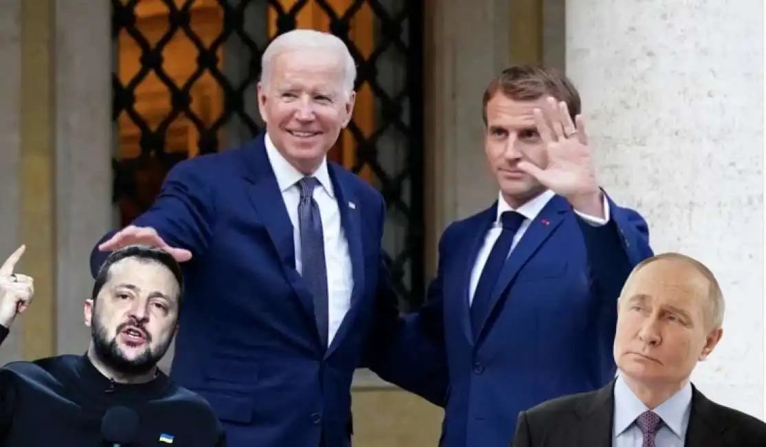 joe biden emmanuel macron vladimir putin volodymyr zelensky