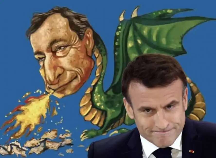 mario draghi emmanuel macron 