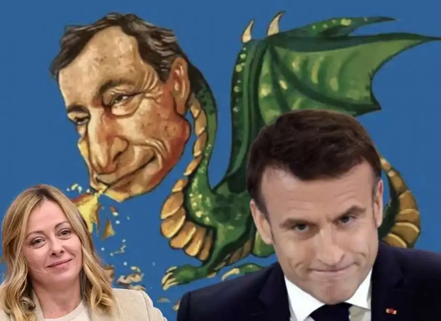 mario draghi emmanuel macron giorgia meloni