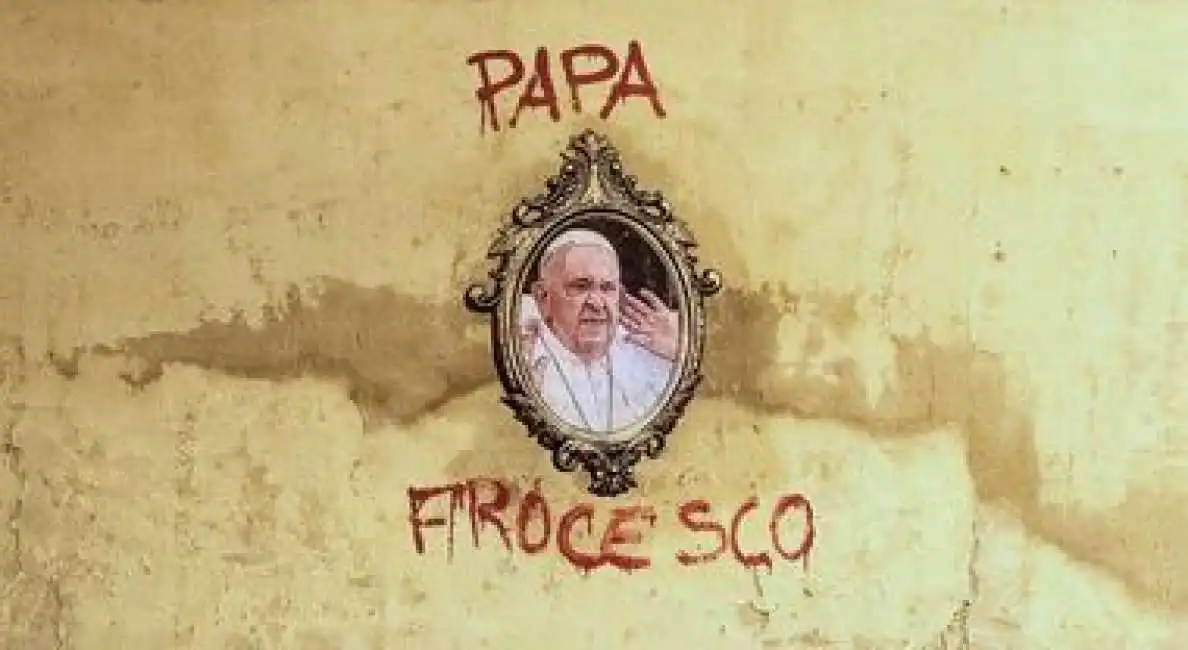 murales di evyrein su papa francesco e la frociaggine bergoglio