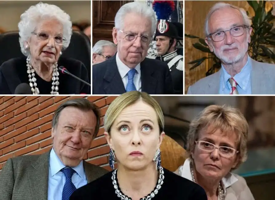 senatori a vita giorgia meloni mario monti renzo piano liliana segre carlo rubbia elena cattaneo