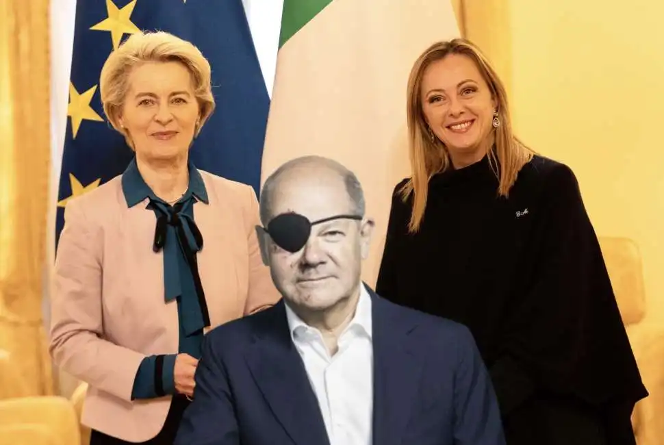 ursula von der leyen olaf scholz giorgia meloni 