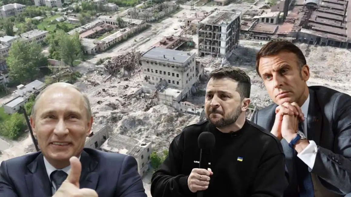 vladimir putin volodymyr zelensky emmanuel macron chasiv yar 