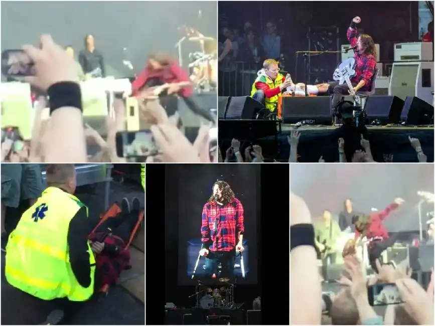 dave grohl si rompe una gamba al concerto 4