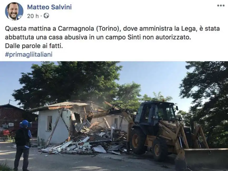 salvini casa sinti abbattuta