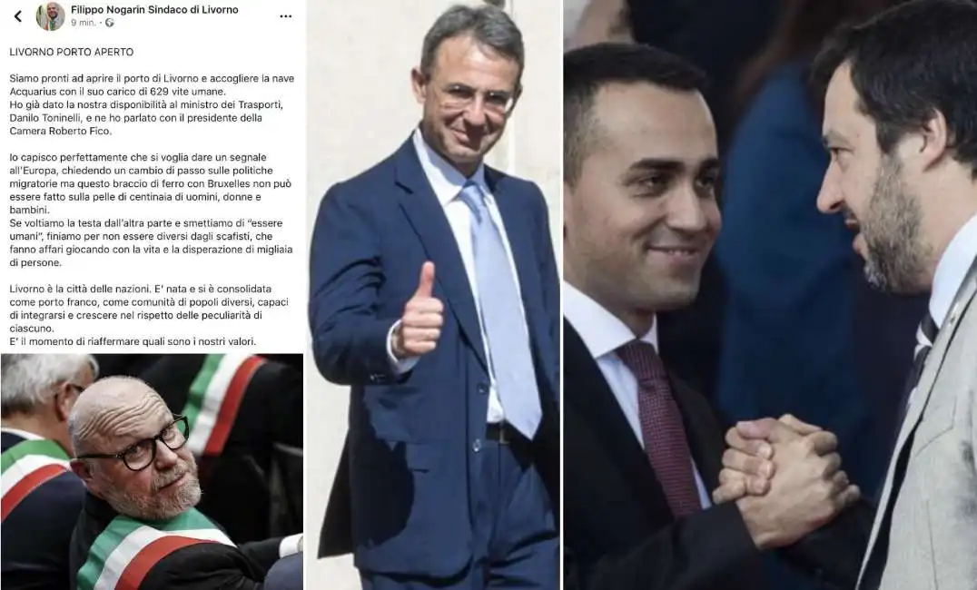 salvini di maio nogarin aquarius sergio costa