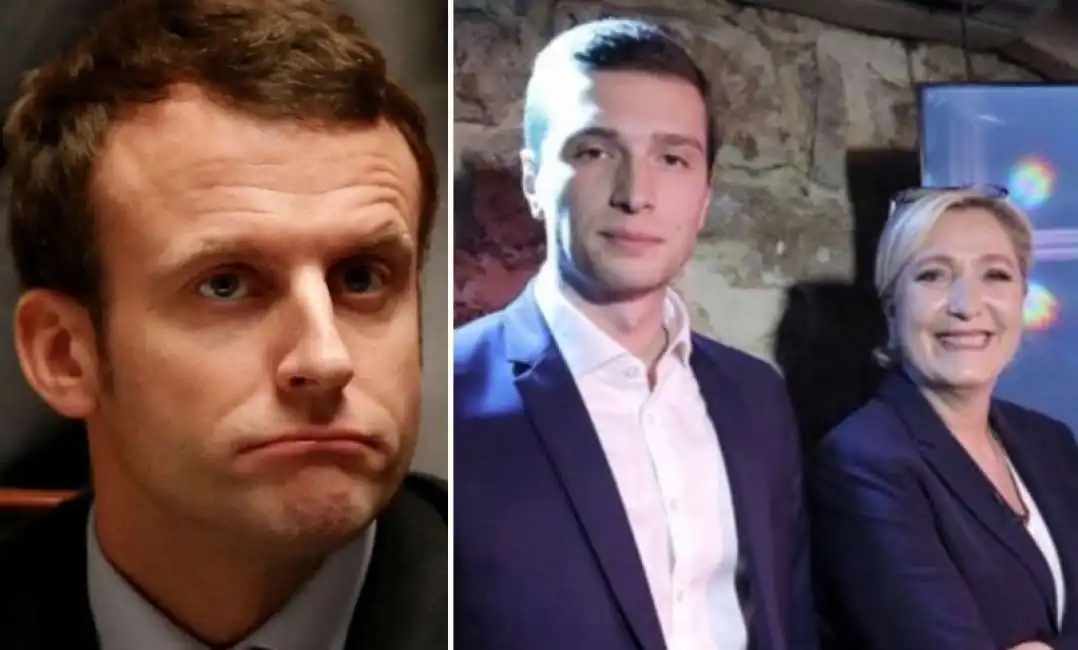 emmanuel macron marine le pen jordan bardella