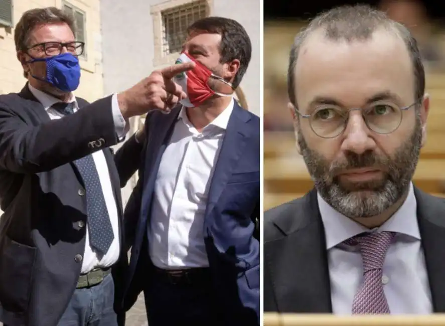 giancarlo giorgetti matteo salvini manfred weber