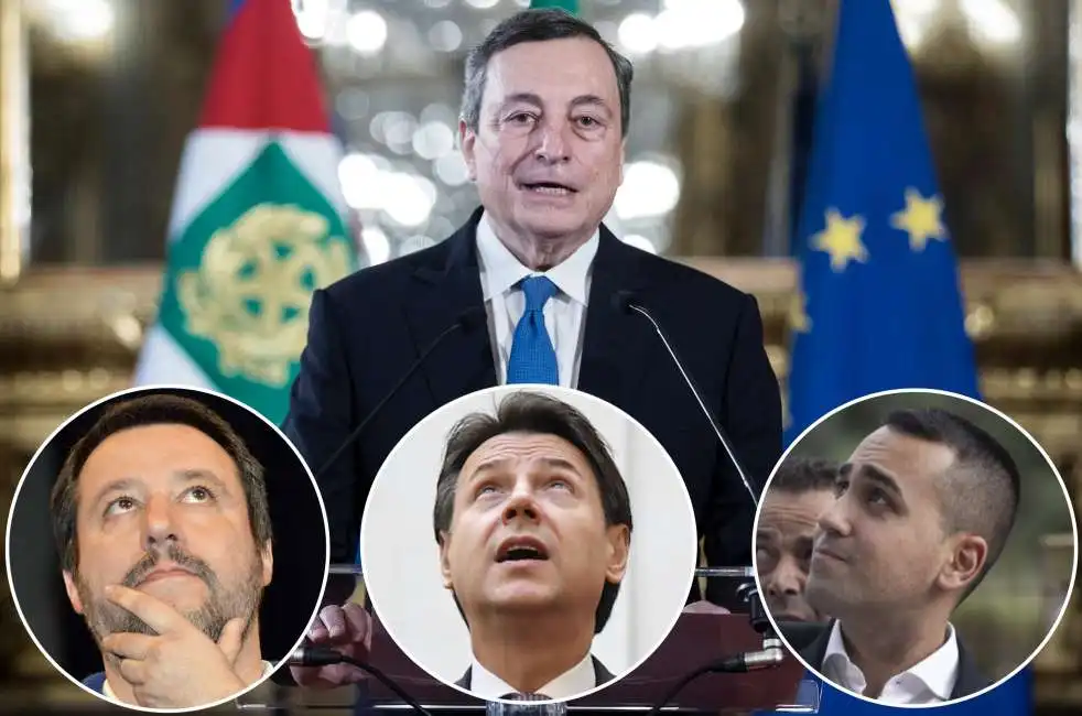 mario draghi matteo salvini luigi di maio giuseppe conte