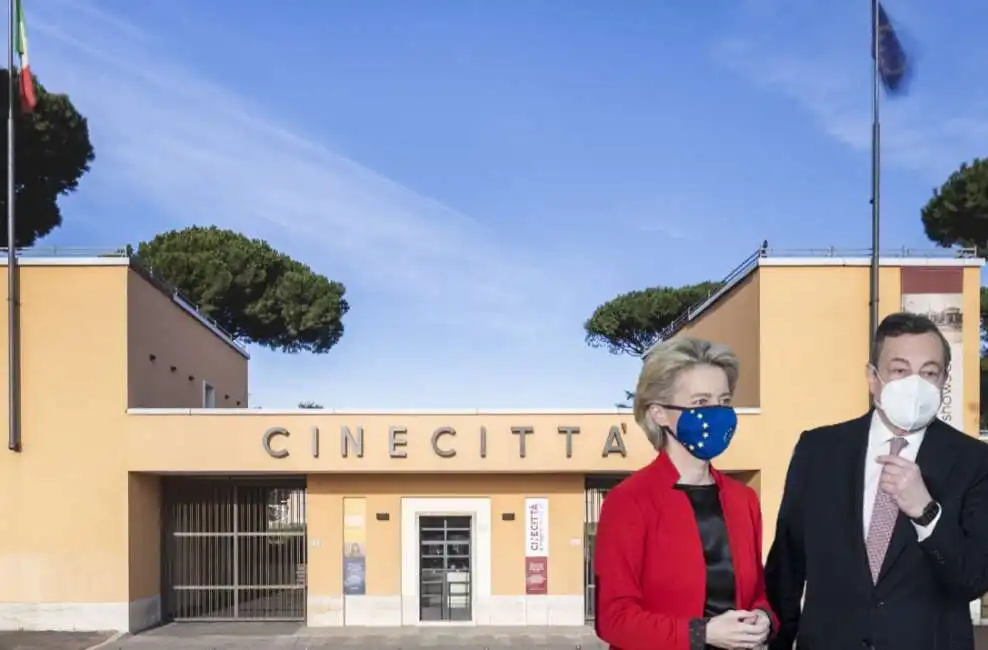 ursula von der leyen mario draghi cinecitta