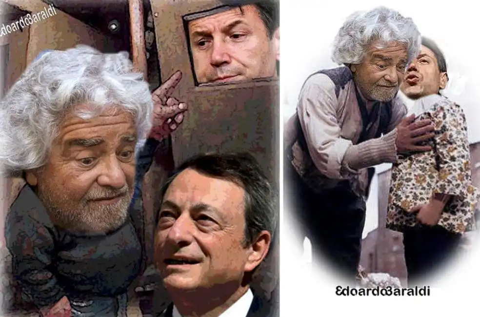 beppe grillo giuseppe conte mario draghi 