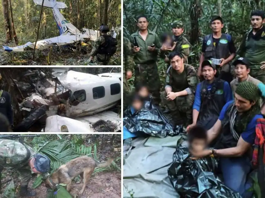 bambini sopravvissuti a incidente aereo in colombia. 