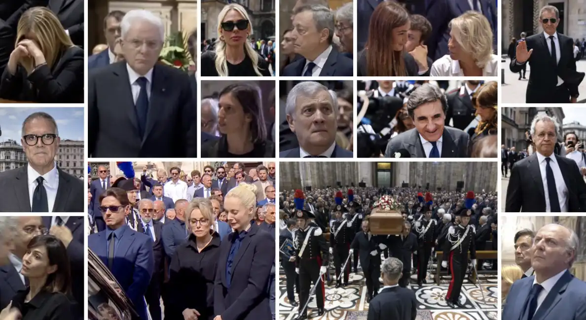 funerali funerale silvio berlusconi marta fascina pier silvio marina elly schlein giorgia meloni sergio mattarella ezio greggio ilary blasi mario draghi zangrillo mara carfagna gerry scotti enrico men