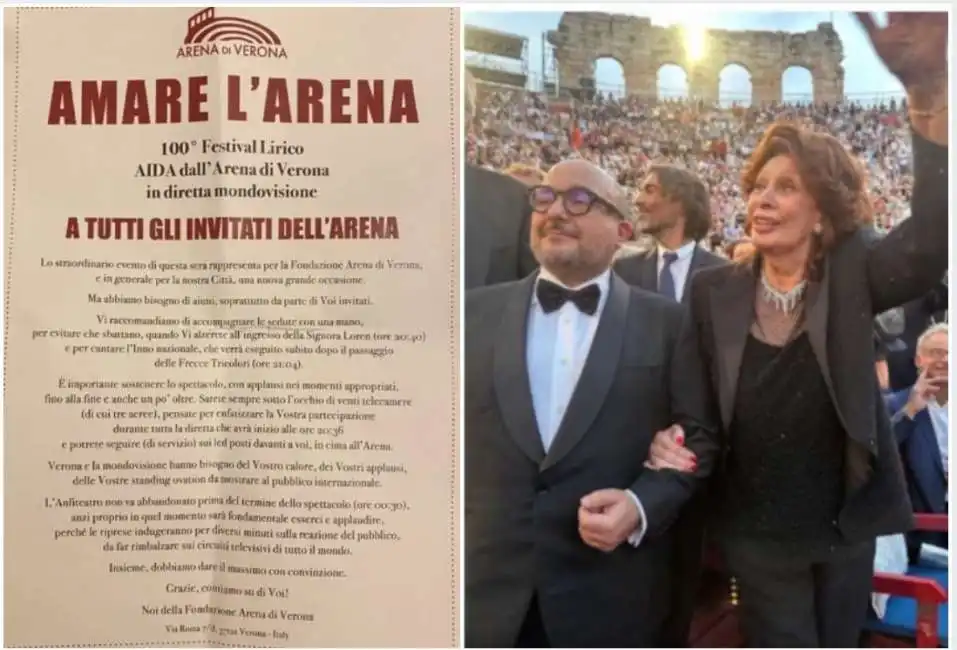 volantino distribuito all'arena di verona per l'aida