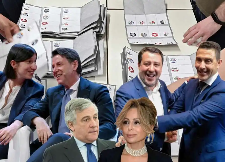 elly schlein giuseppe conte antonio tajani marina berlusconi matteo salvini roberto vannacci