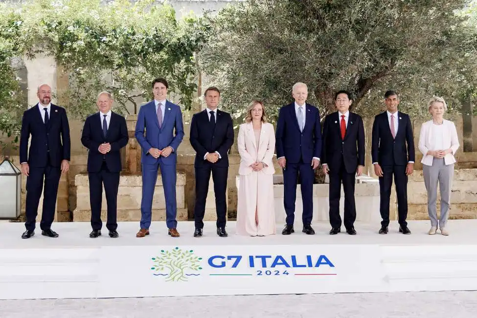 g7 borgo egnazia puglia italia giorgia meloni biden macron scholz kishida von der leyen michel trudeau sunak 