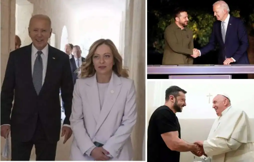 g7 giorgia meloni joe biden papa francesco volodymyr zelensky