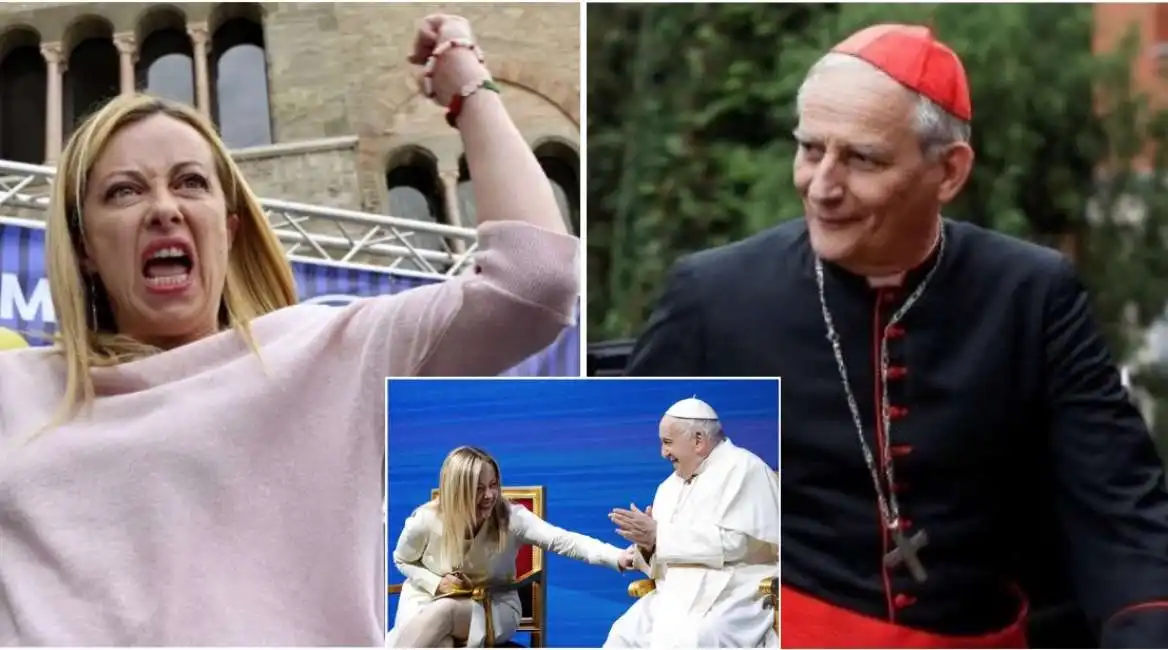 giorgia meloni cardinale matteo maria zuppi papa francesco bergoglio