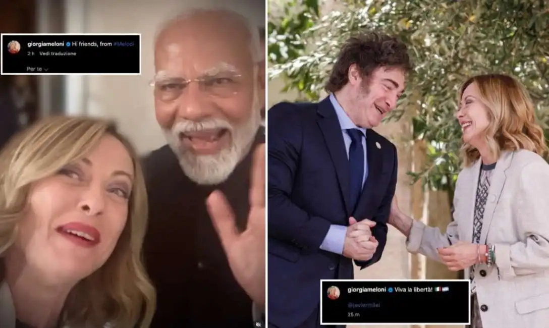 giorgia meloni javier milei narendra modi 