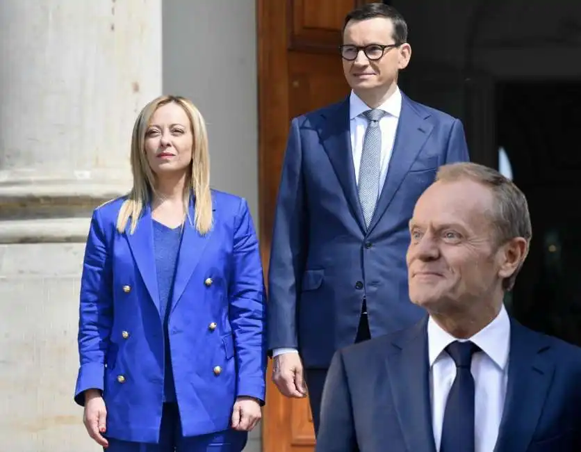 giorgia meloni mateusz morawiecki donald tusk 