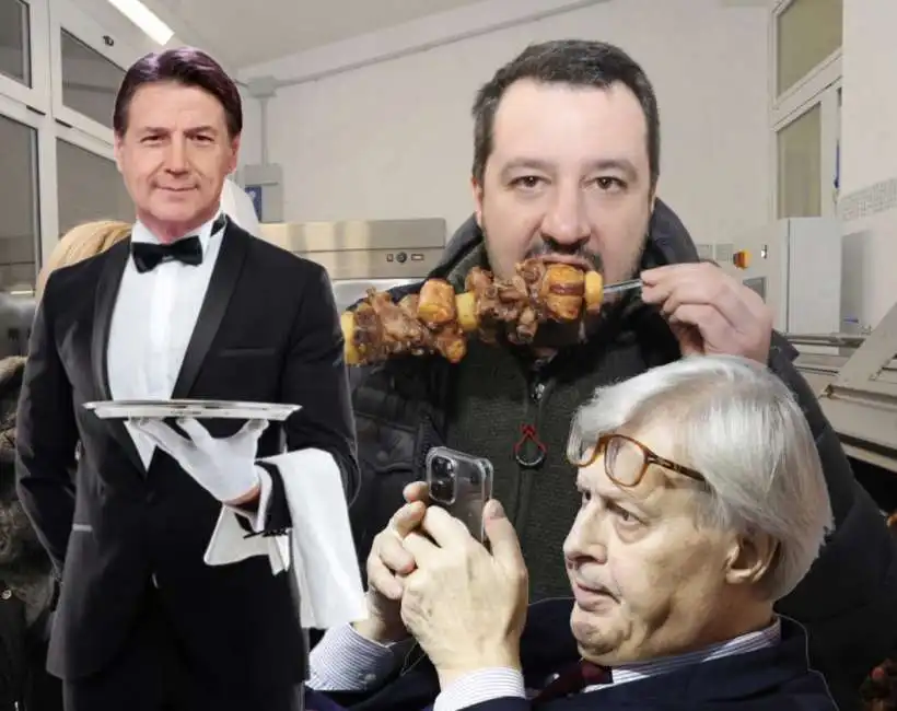 giuseppe conte vittorio sgarbi matteo salvini