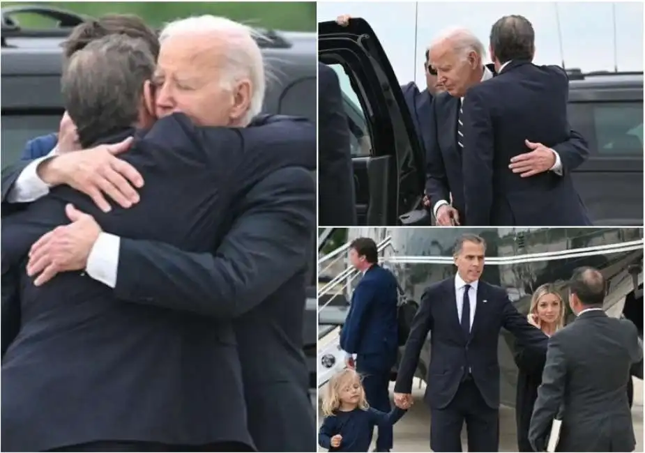 joe biden abbraccia il figlio hunter dopo la condanna