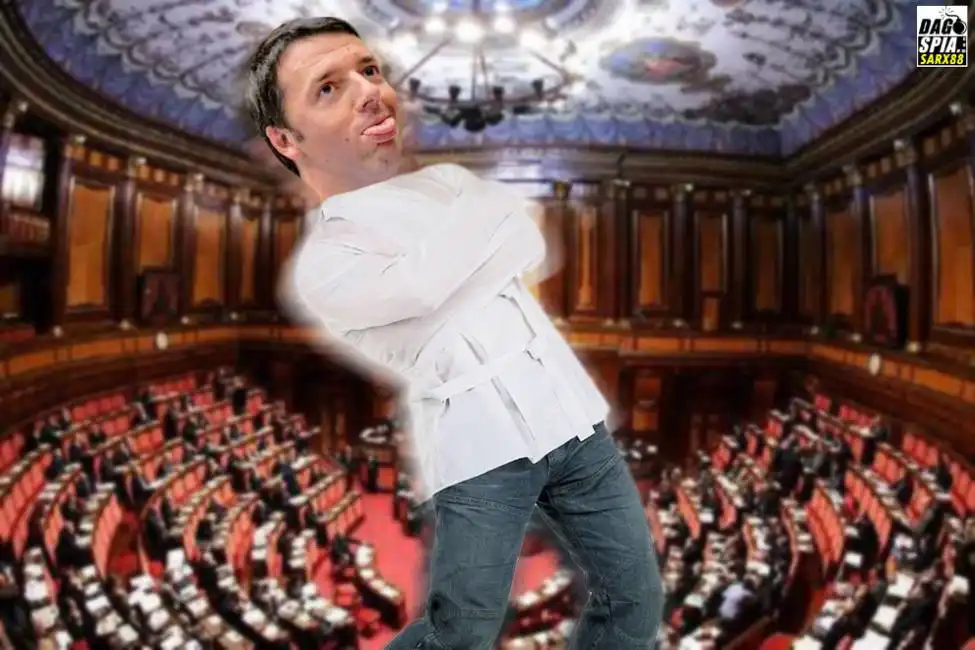 renzi pazzo camicia di forza al senato