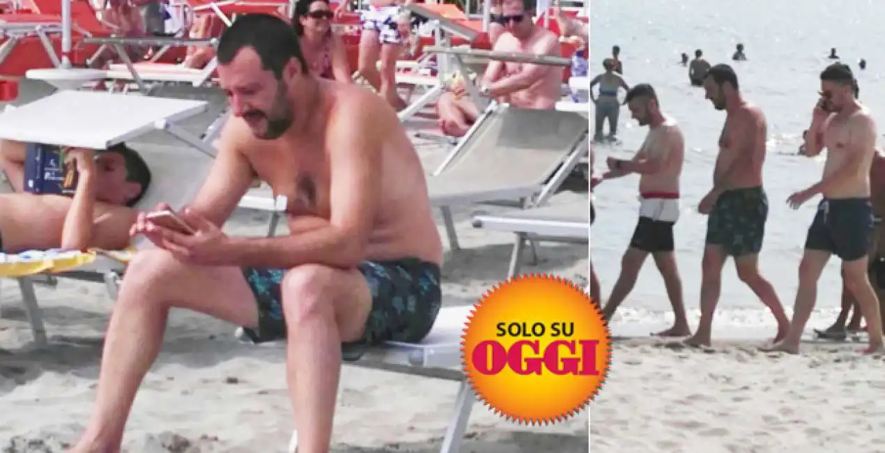 matteo salvini in spiaggia