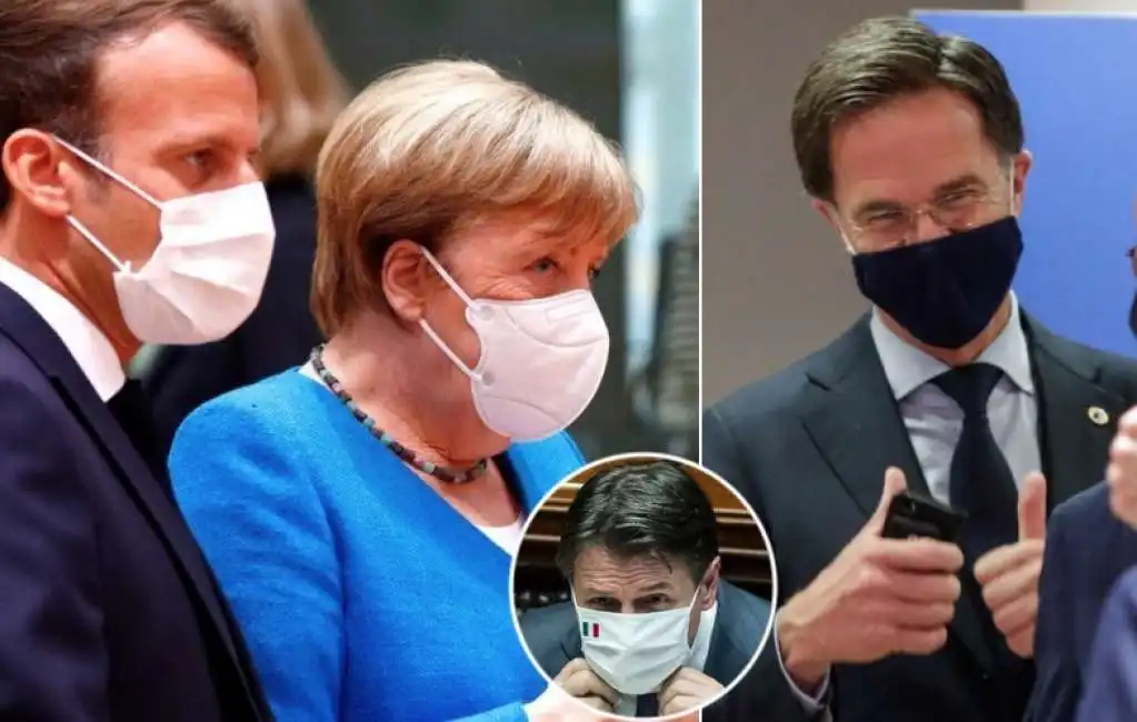 emmanuel macron angela merkel giuseppe conte mark rutte