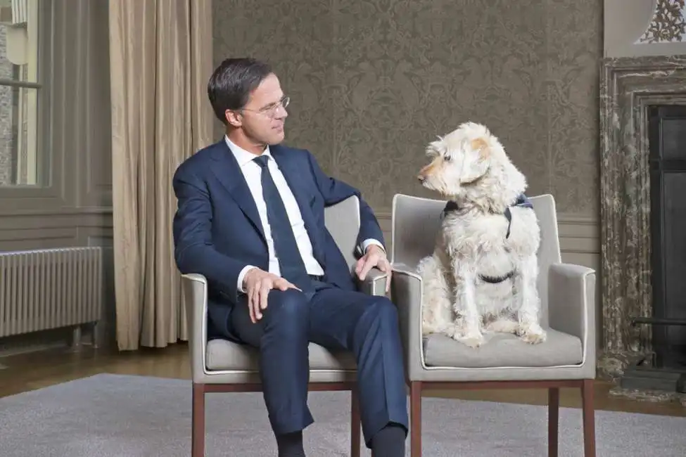 mark rutte con il suo cane