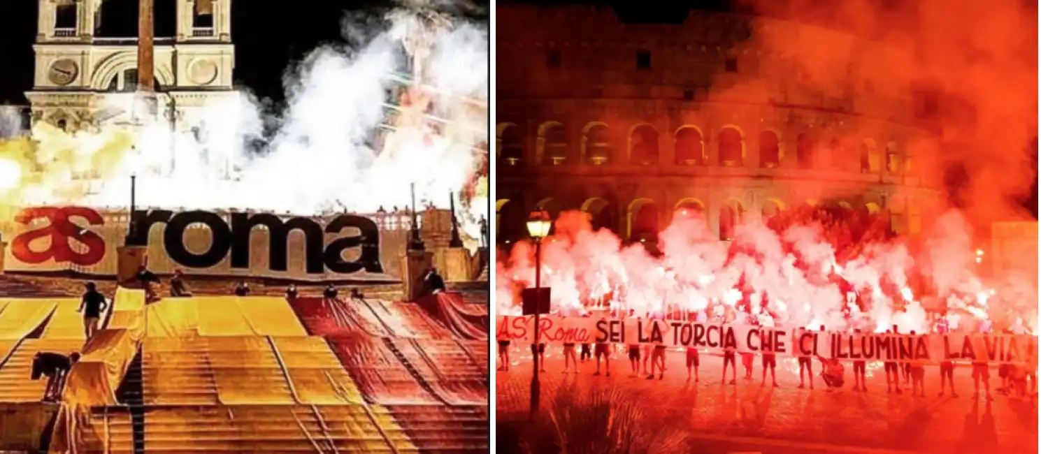 tifosi roma piazza di spagna colosseo