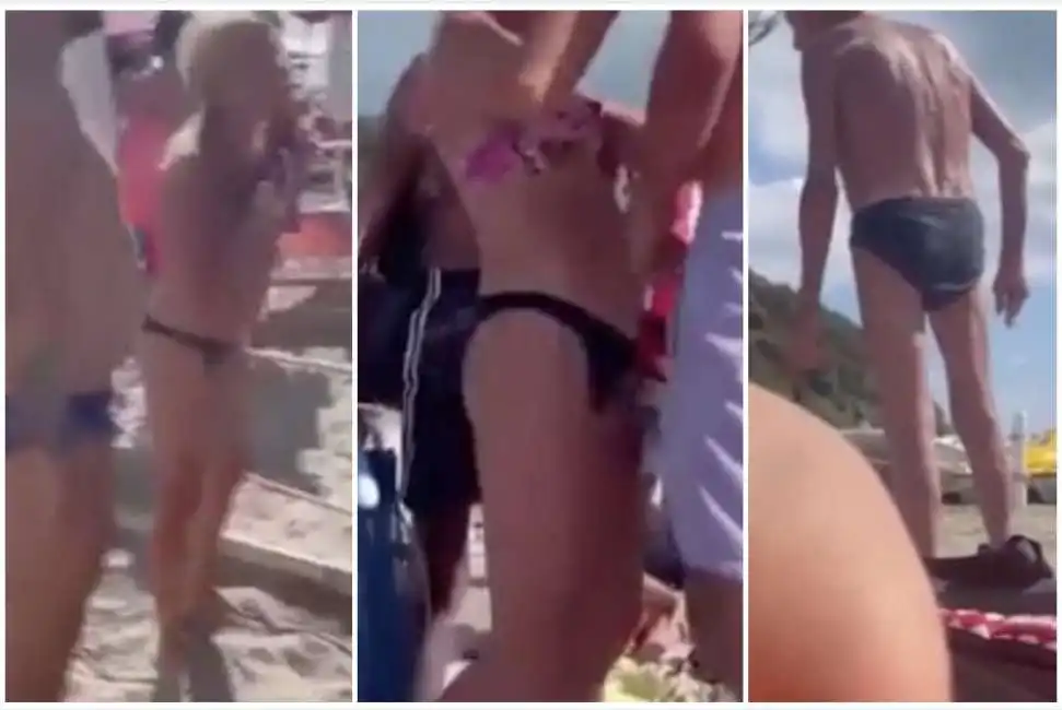 le immagini delle ragazze lesbiche cacciate dalla spiaggia