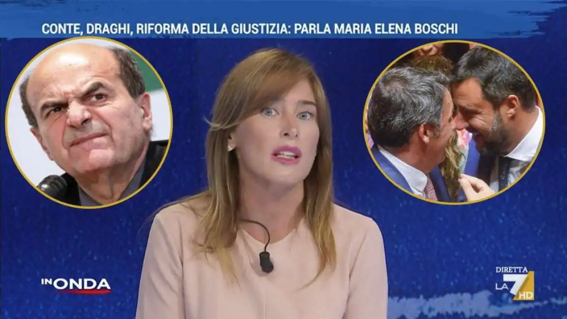 maria elena boschi a in onda pierluigi bersani matteo salvini renzi