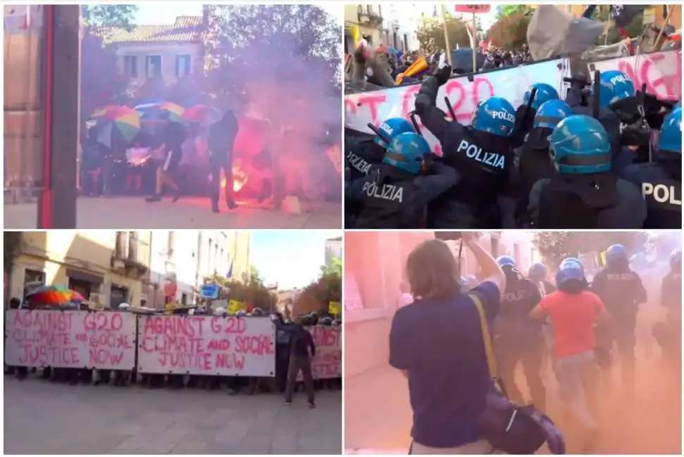 tensione al g20 a venezia tra manifestanti e polizia 