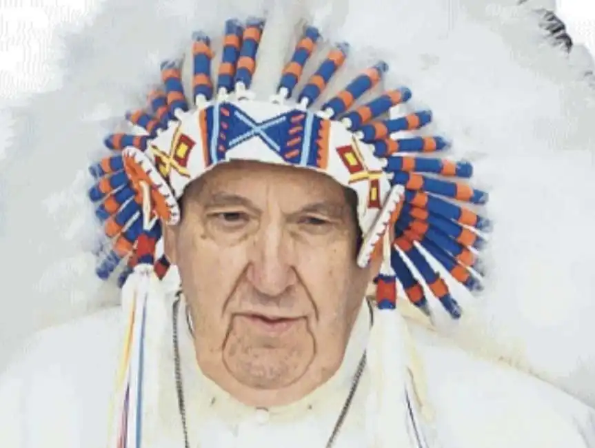 bergoglio papa francesco canada indiano indiani copricapo indigeni 