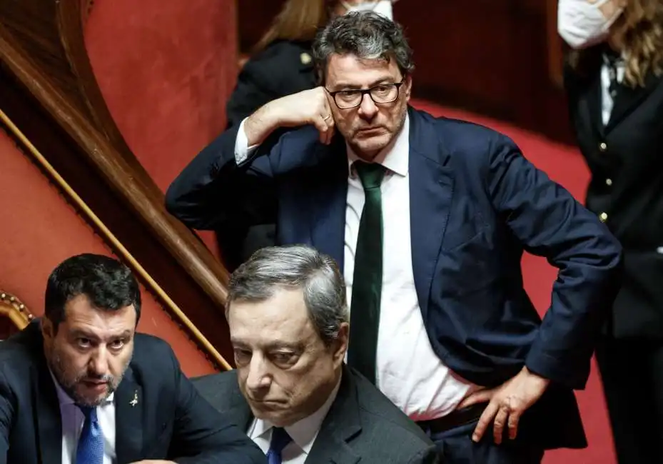 giancarlo giorgetti mario draghi matteo salvini