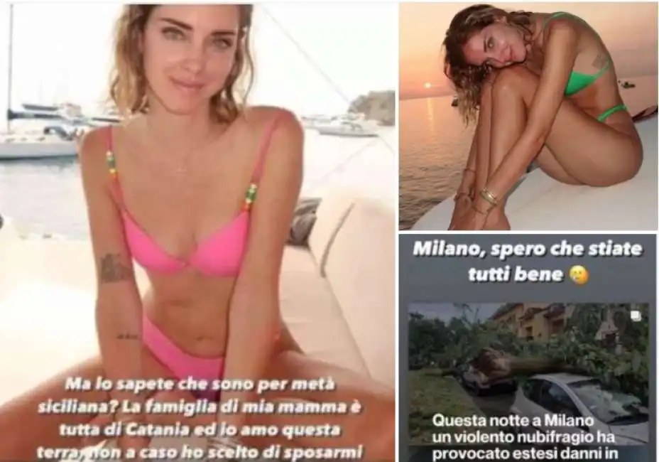 chiara ferragni sicilia miliano maltempo incendi