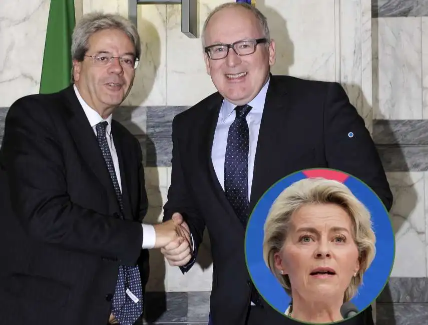 paolo gentiloni ursula von der leyen frans timmermans 