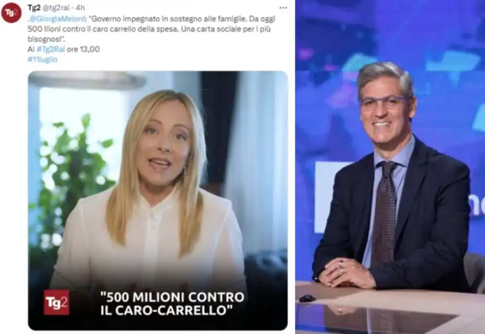 paolo petrecca tg2 tweet giorgia meloni