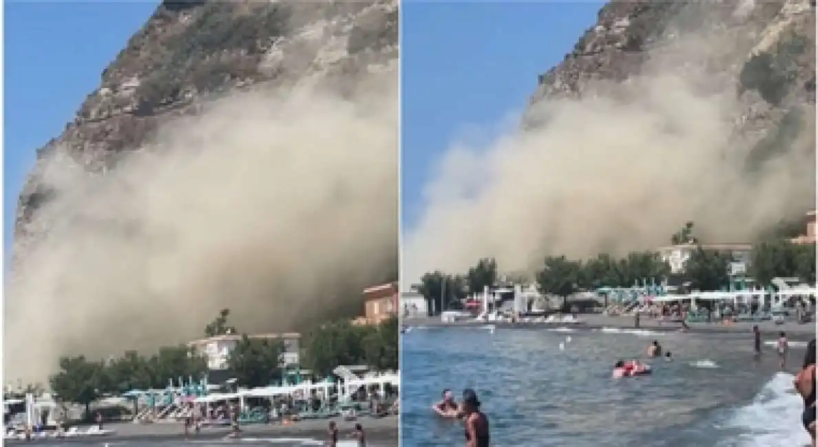 frana sulla spiaggia a monte di procida 