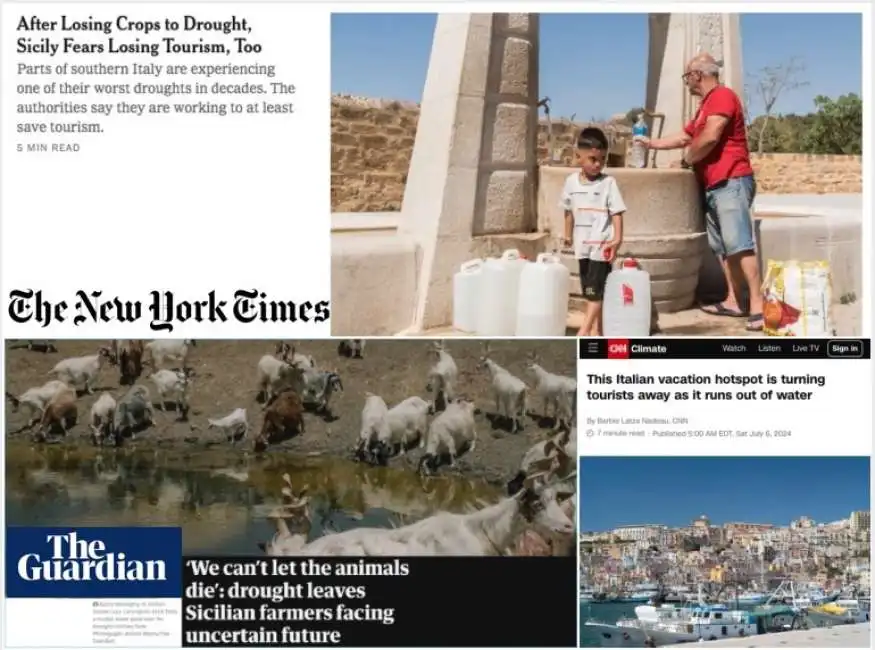 giornali esteri the guardian the new york times cnn sulla siccita in sicilia