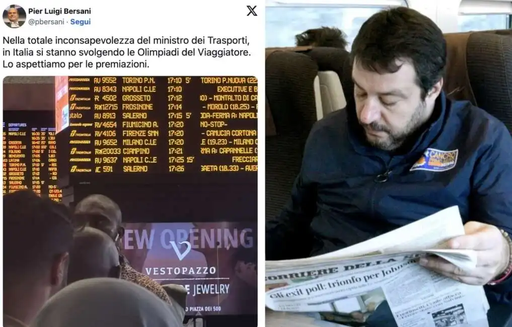 matteo salvini treno treni frecciarossa 