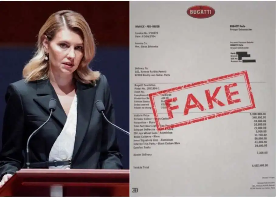 olena zelenska la fake news sulla bugatti