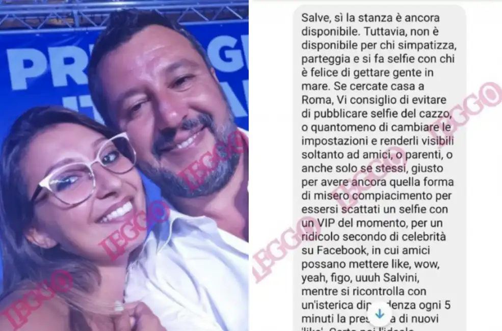 alessandra g con matteo salvini selfie stanza affitto roma