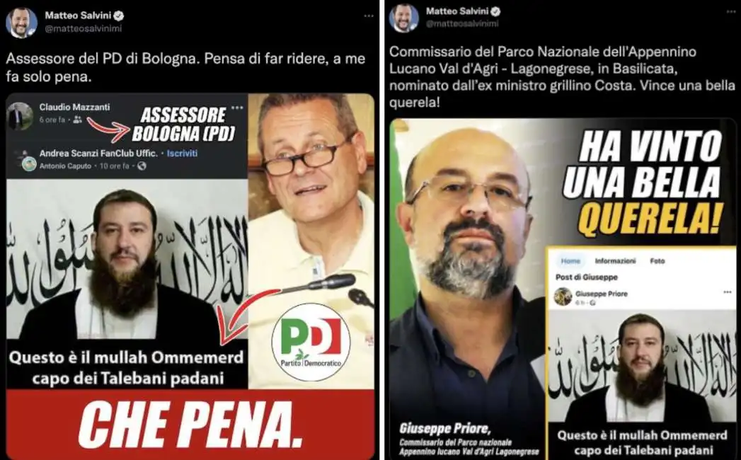 matteo salvini talebano talebani mullah ommemmerd claudio mazzanti giuseppe priore