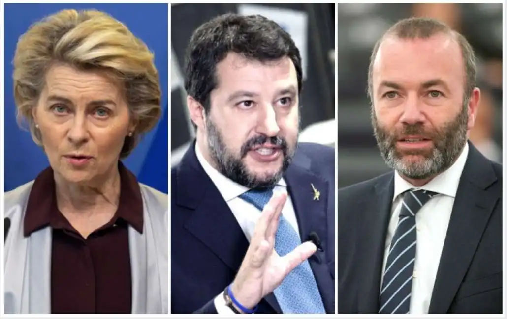 usrula von der leyen matteo salvini manfred weber