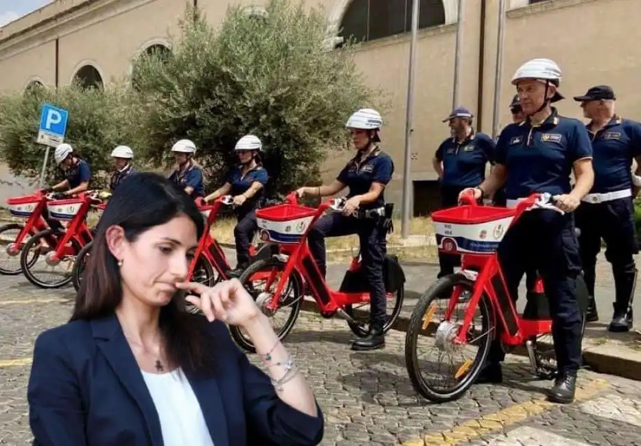 virginia raggi biciclette vigili urbani roma