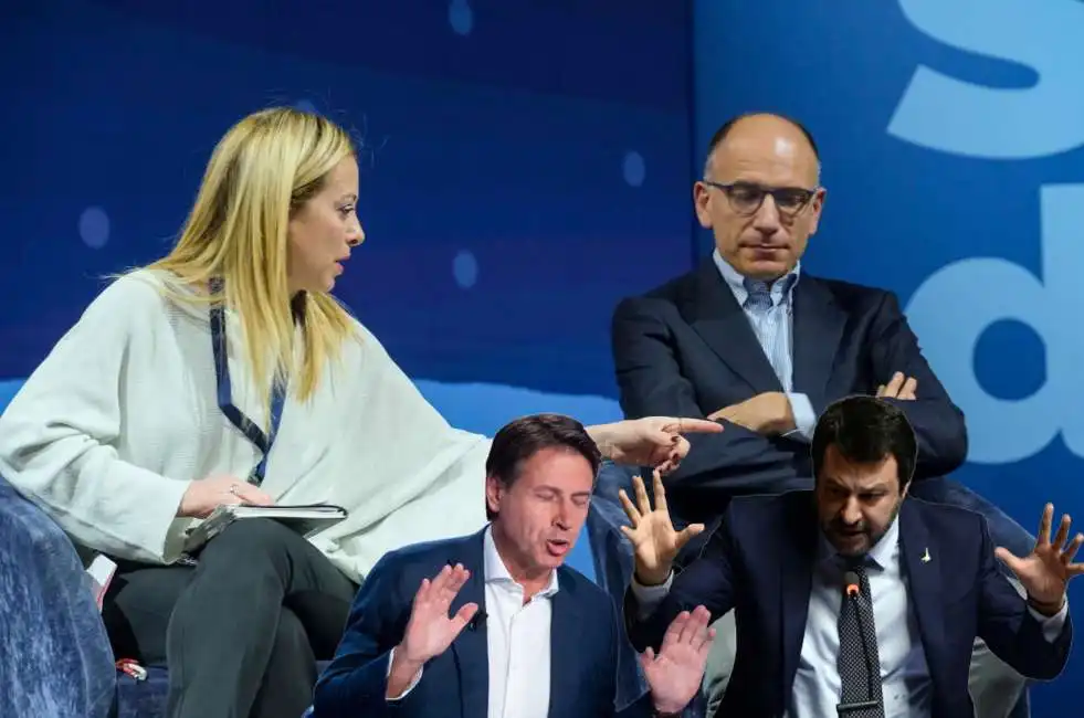 giorgia meloni enrico letta matteo salvini giuseppe conte 